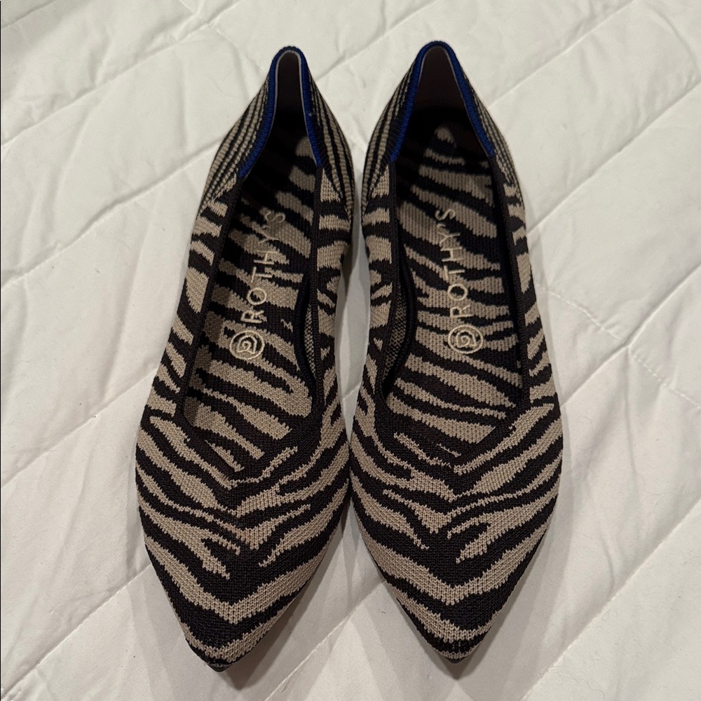 Rothy's Black and Cream Zebra Flats